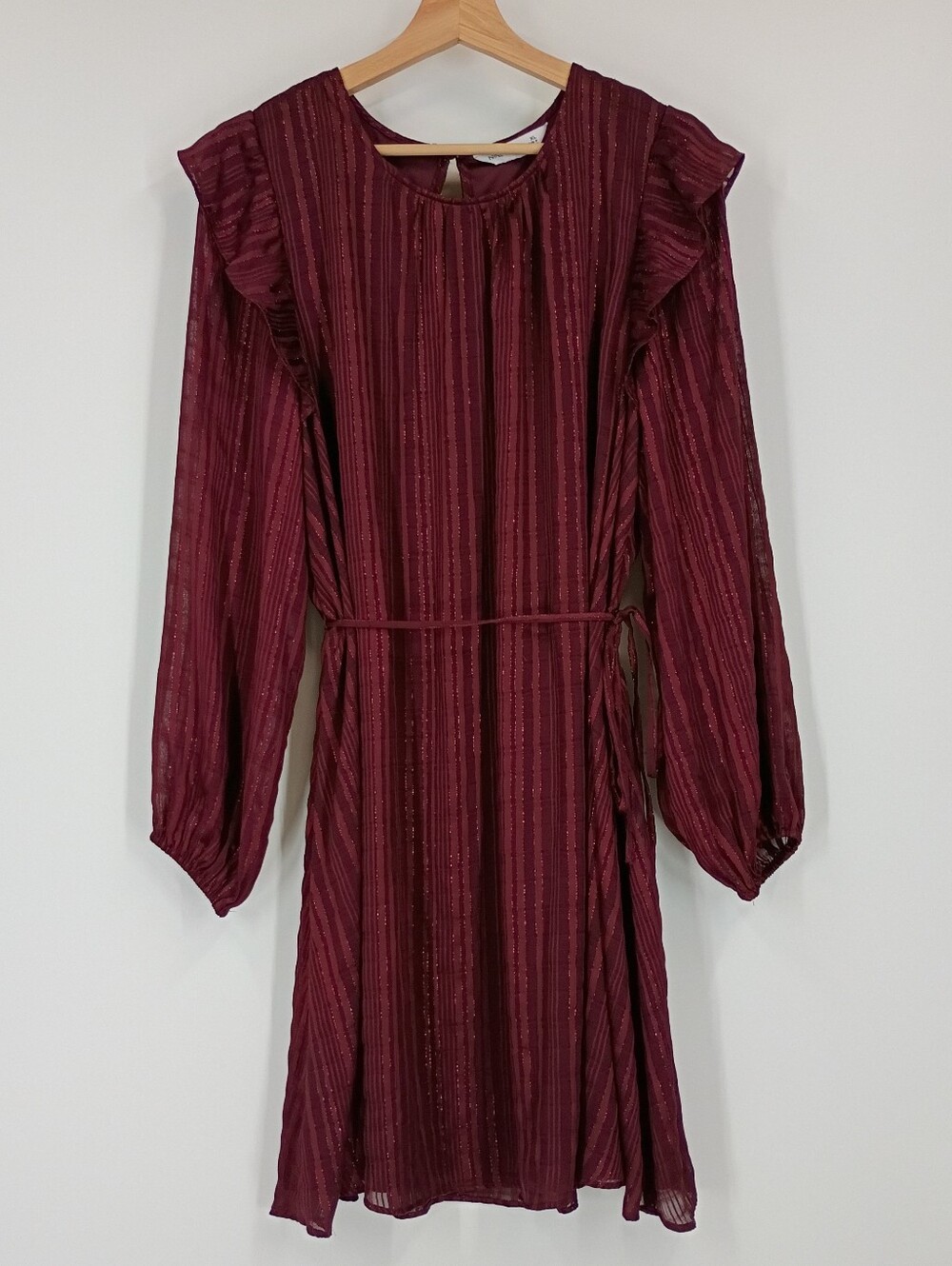 Nine West Metallic Keyhole Chiffon Dress